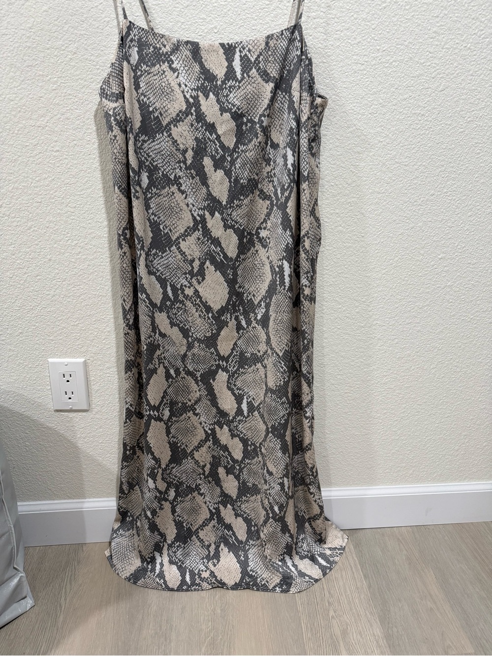 Neutral Snake-Print Satin Dress